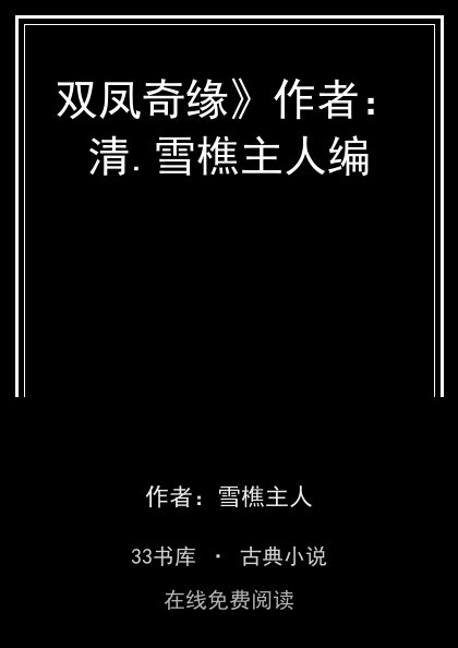 双凤奇缘》作者：清.雪樵主人编封面