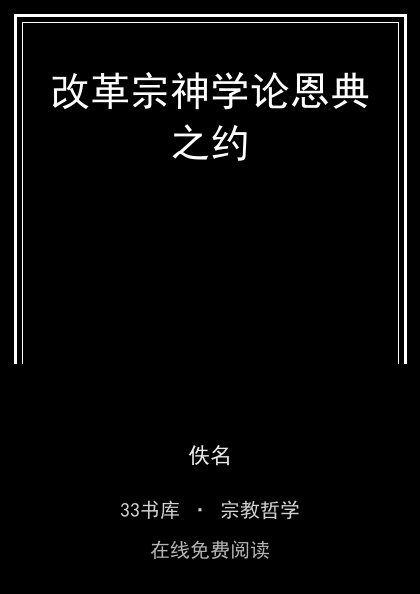 改革宗神学论恩典之约封面
