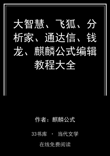 大智慧、飞狐、分析家、通达信、钱龙、麒麟公式编辑教程大全 封面