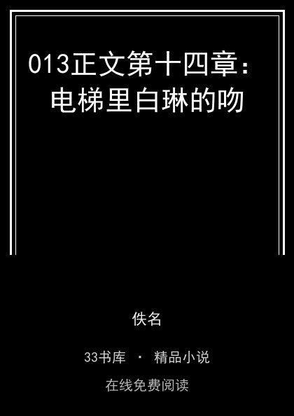 013正文第十四章：电梯里白琳的吻 封面