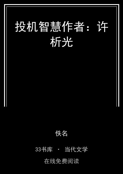 投机智慧作者：许析光封面