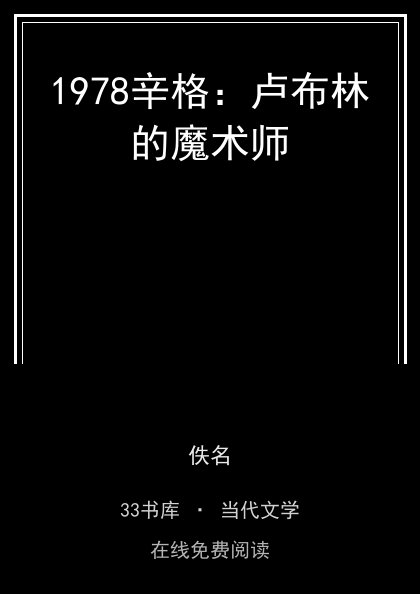 1978辛格：卢布林的魔术师封面